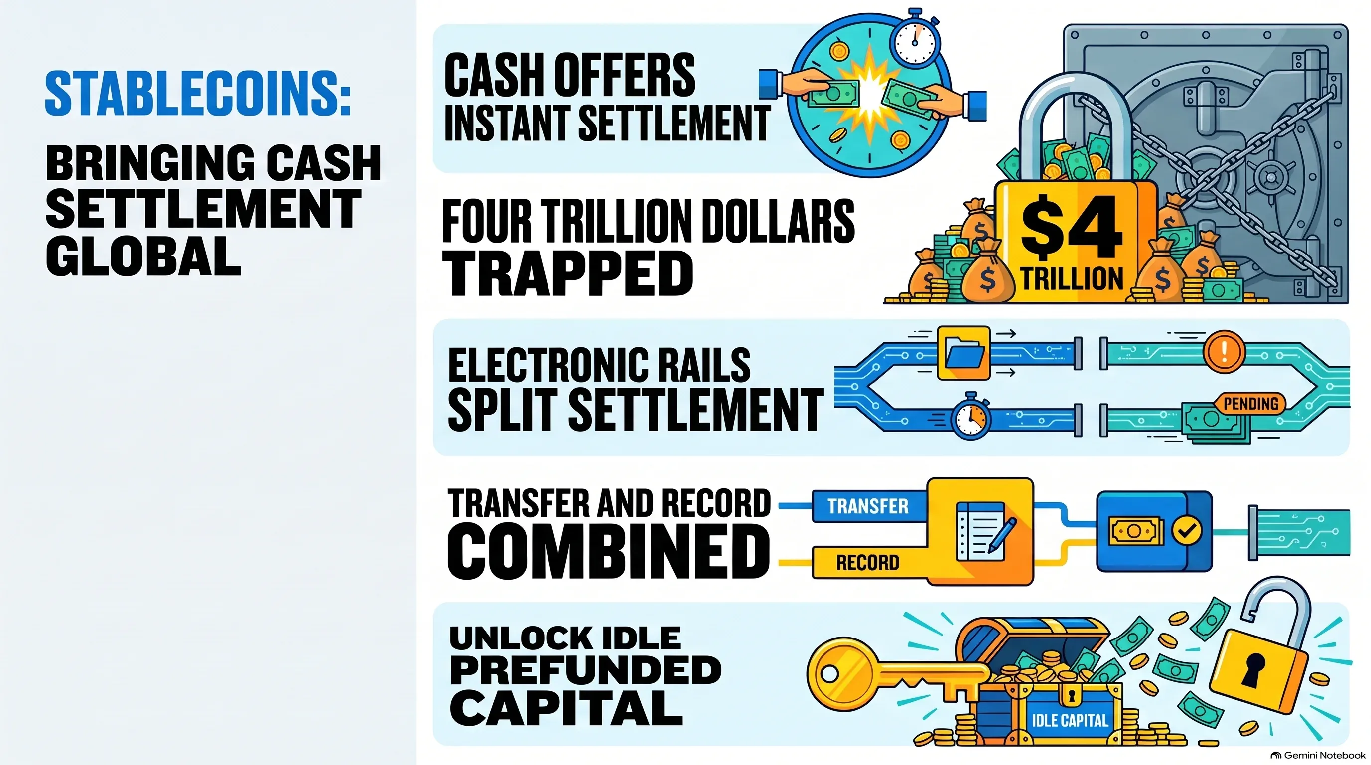 Infographic: Stablecoins bringing cash settlement global, with $4 trillion trapped in prefunded accounts