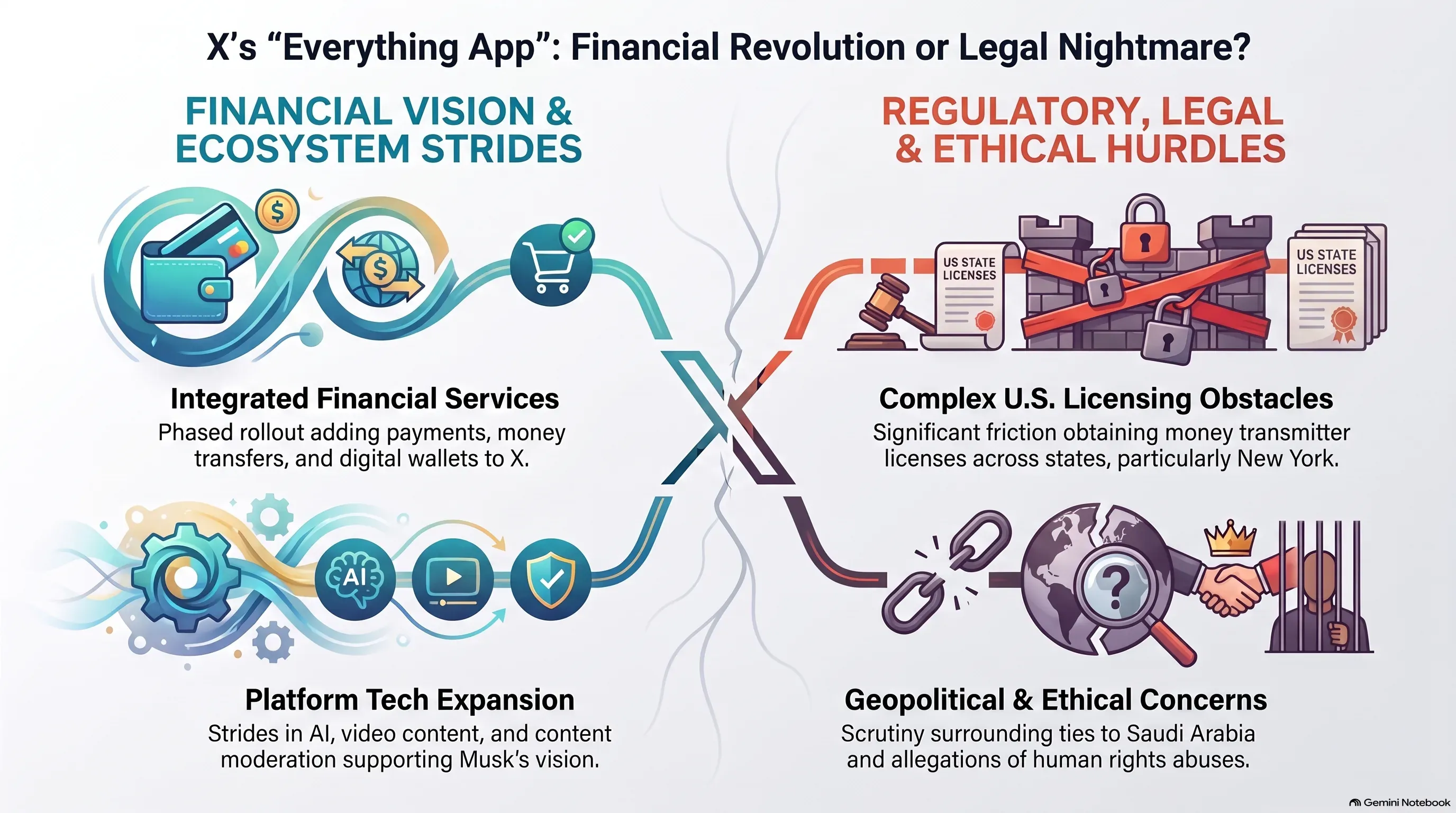 Infographic: Elon Musk's X 'everything app' and its financial and legal questions