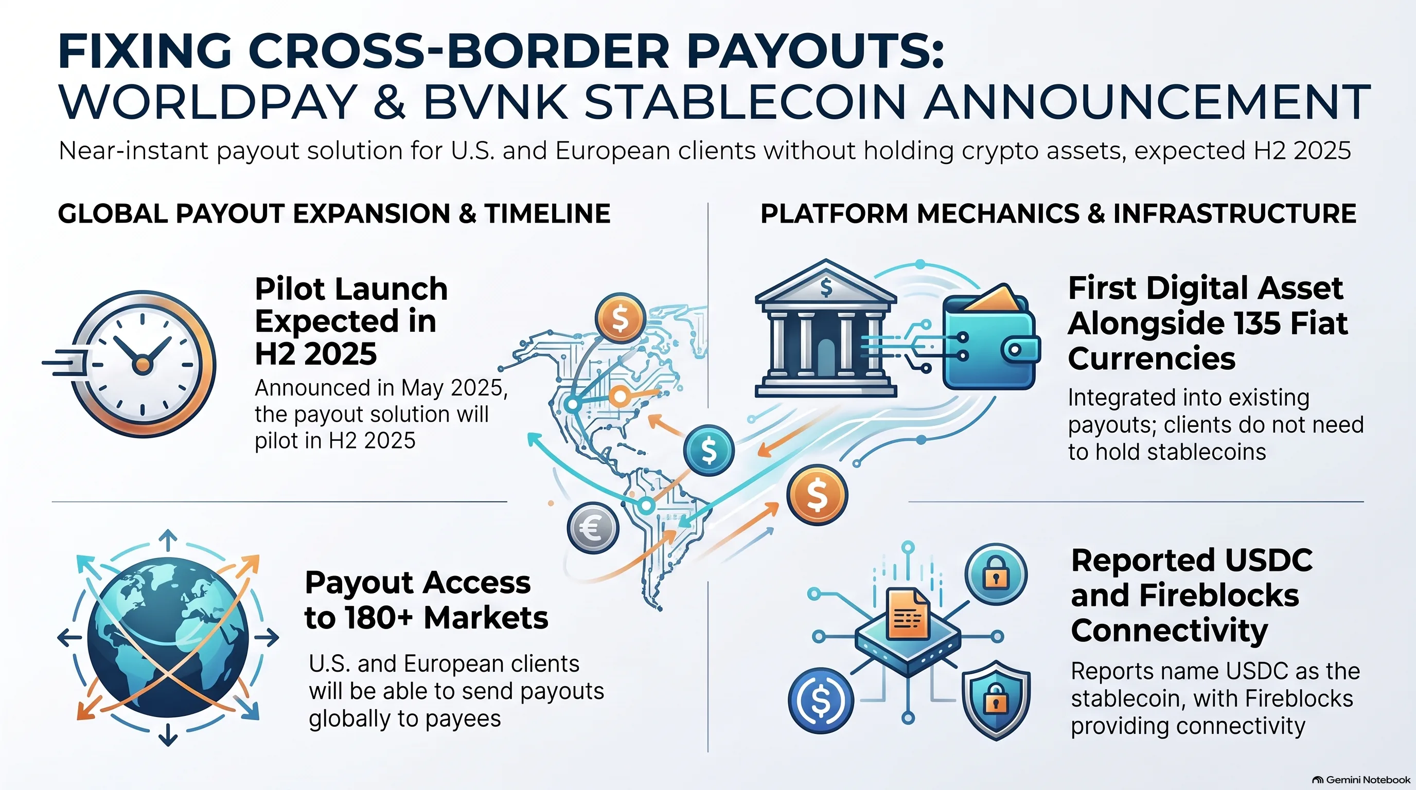 Infographic: Worldpay and BVNK announce stablecoin payouts to 180+ markets